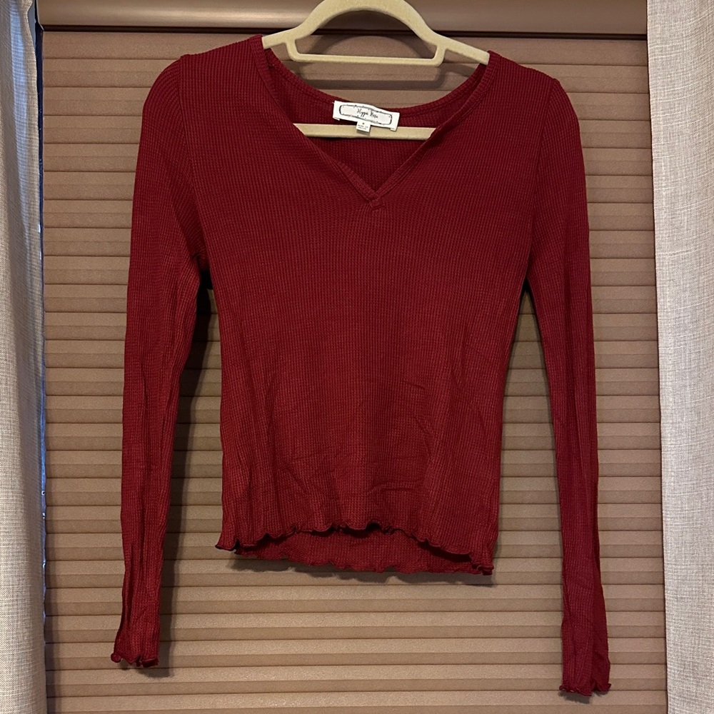 Women's Red V-Neck Top